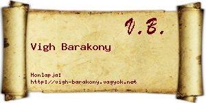 Vigh Barakony névjegykártya